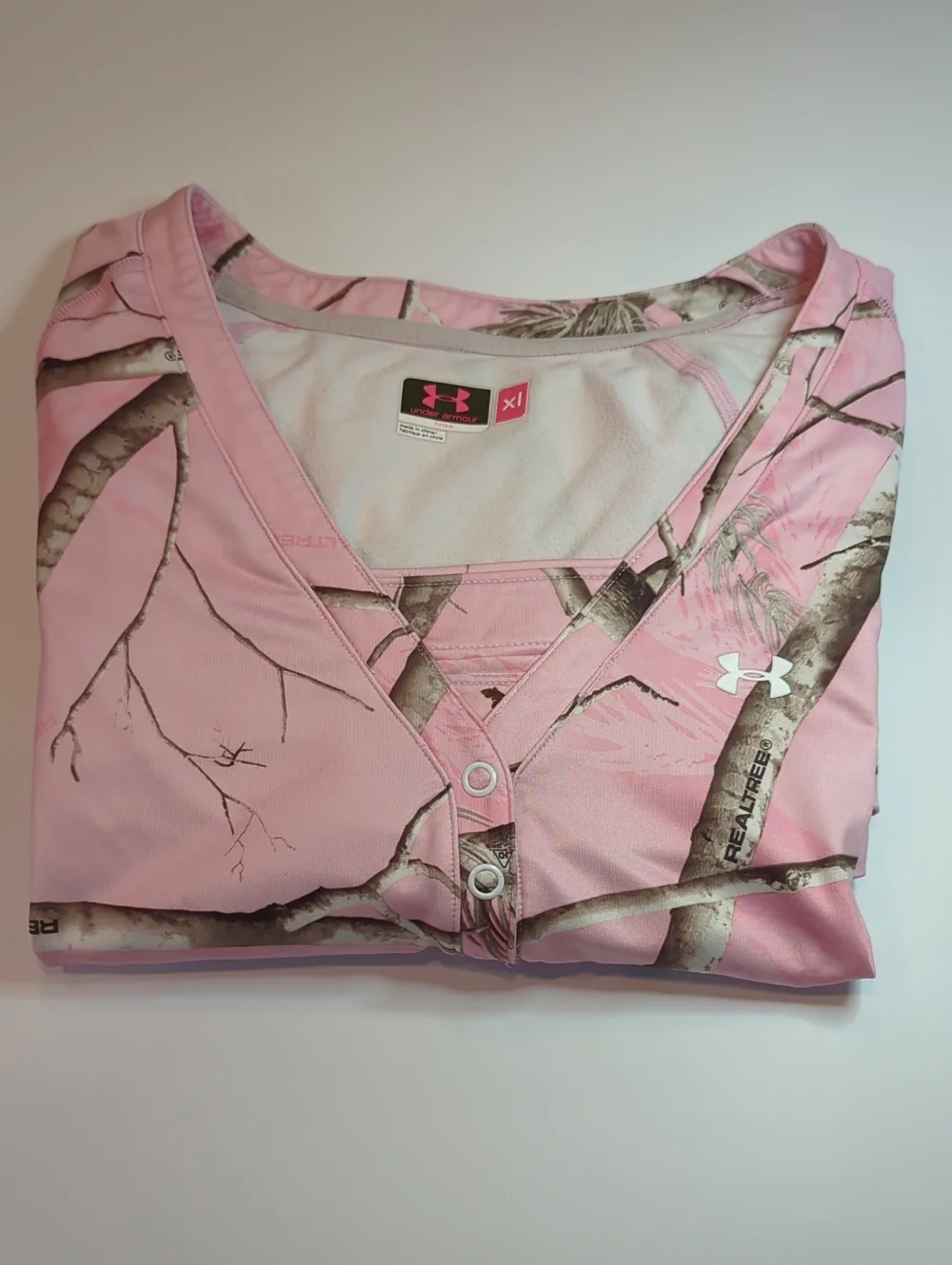 Y3k REALTREE Under Armour Pink Camolong Sleeve Shirt Size XL - Picture 6 of 6
